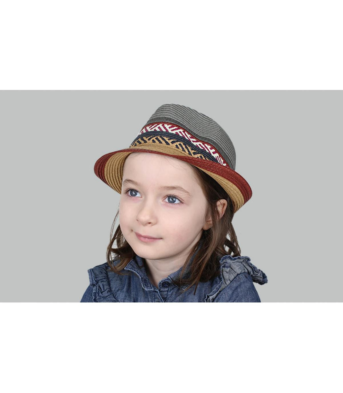 chapeau paille enfant gris bordeaux - Kids Cordoba burgundy par Barts :  Headict