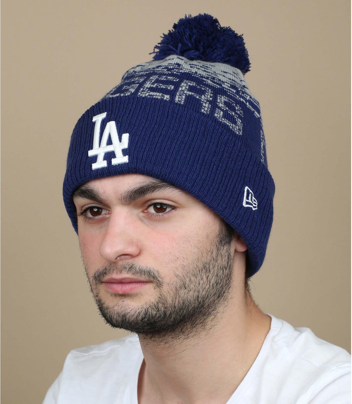bonnet pompon LA bleu - Bonnet MLB Sport Knit LA par New Era : Headict