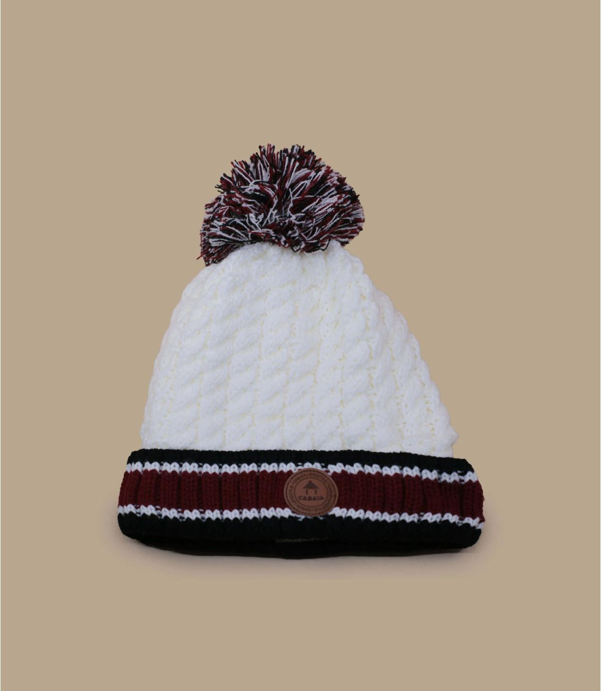 bonnet pompon blanc - Balmoral red Cabaïa : Headict